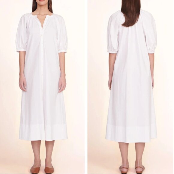 NWT STAUD Vincent Midi Dress XSmall White Cocktail Party Quiet Lux - Picture 1 of 4